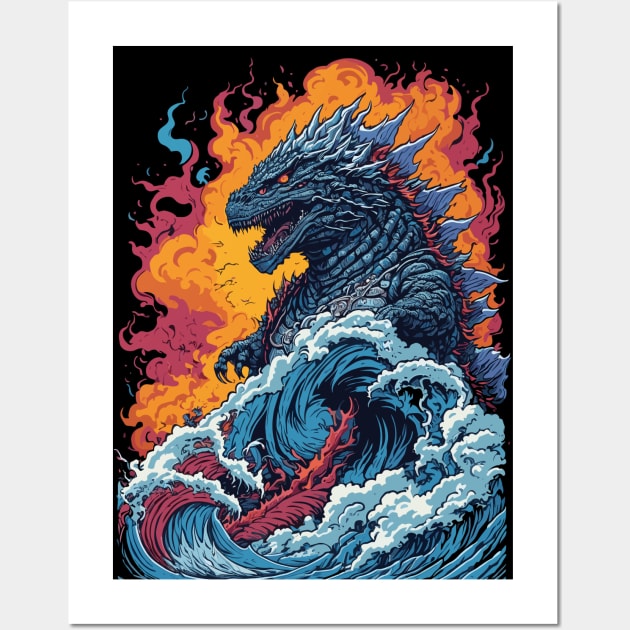 Godzilla's Unstoppable Rampage Wall Art by Robiart